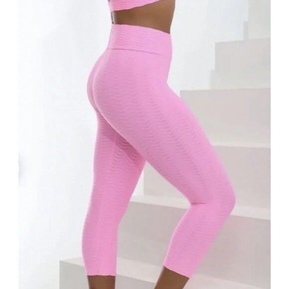 Booty by Brabants Pants - BOOTY by BRABANTS Pink Original Textured Crop Leggings Workout One Size OS